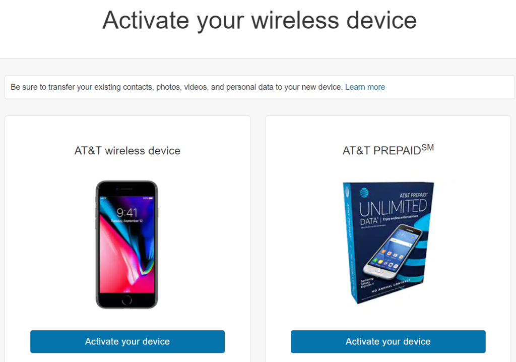 att wireless activation