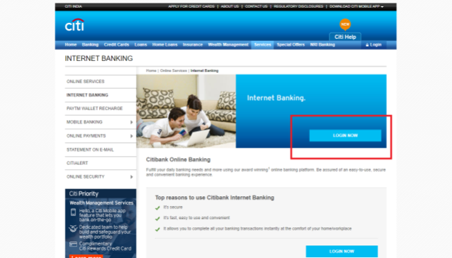 Login into Citibank Online Banking