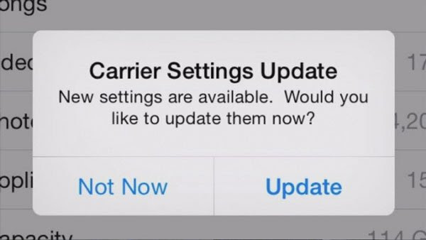 Update carrier settings for iMessage Activation 