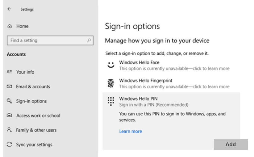 Mofidy PIN in Windows 11