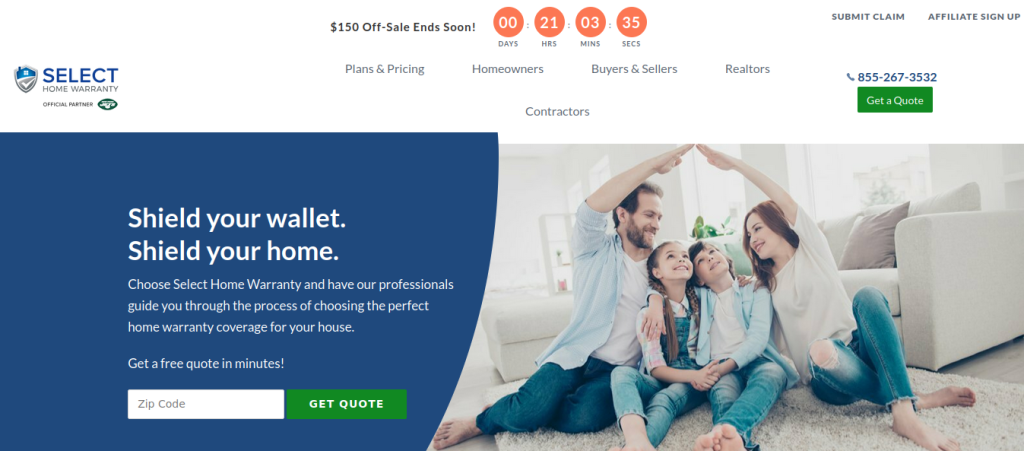Select Home Warranty website