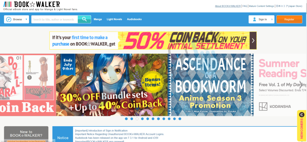 ComicWalker and BookWalker