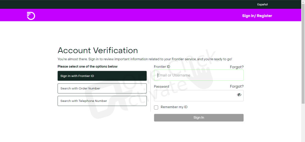 frontier.yahoo activate
