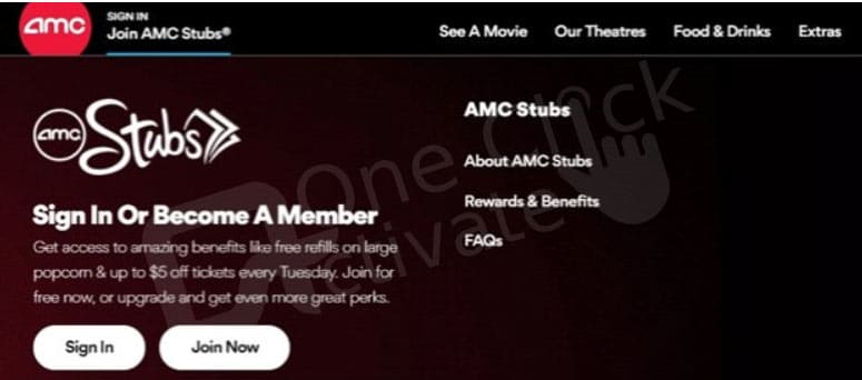 log into AMC Stubs