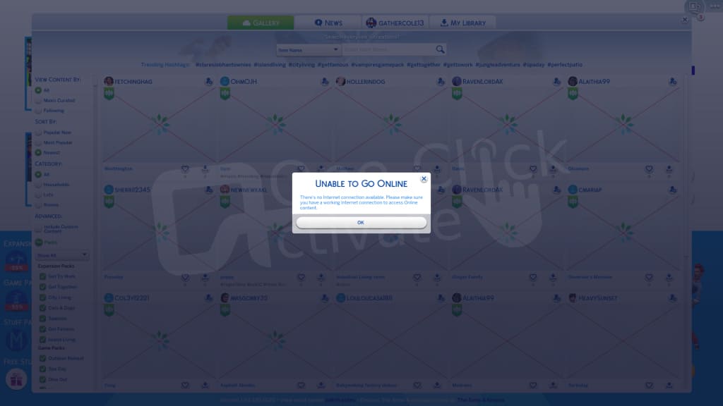 Sims 4 Gallery not working