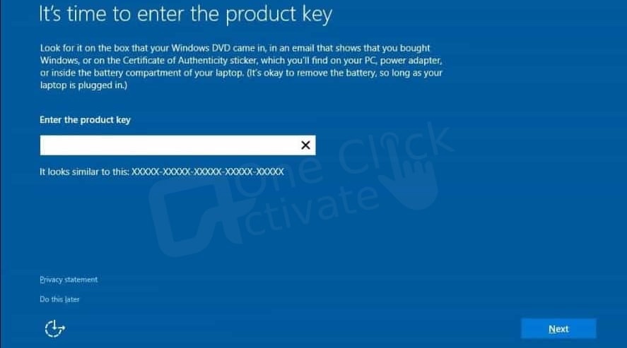 windows10 product key activation