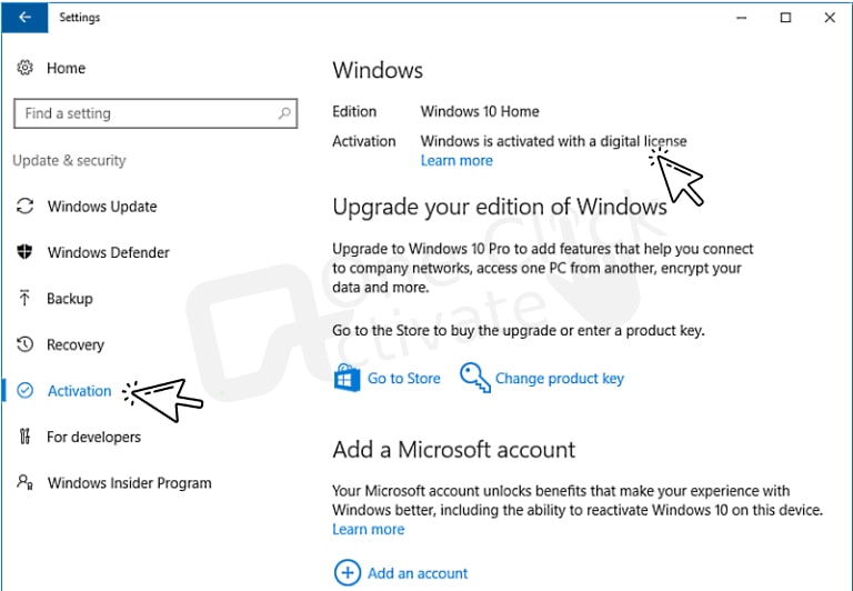 windows10 product key activation