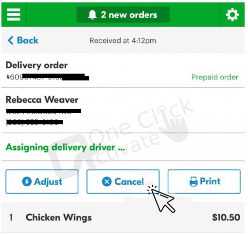 cancel your GrubHub Order