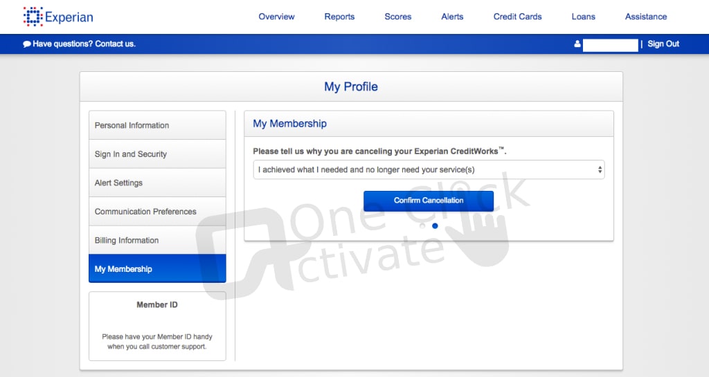 cancel Experian Subscription