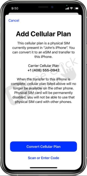 transfer physical sim to eSIM