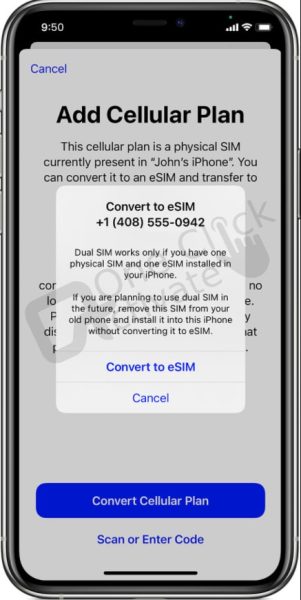 transfer physical sim to eSIM