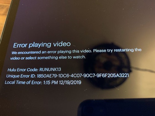 Hulu Error Code Rununk13