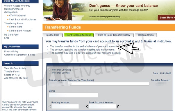 Activate PaychekPLUS Card