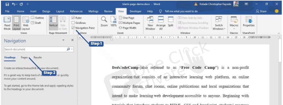 Delete Page in Microsoft Word