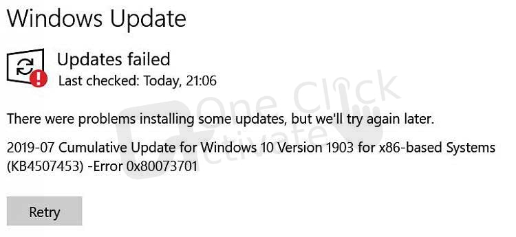 Windows Update Error 0x80073701